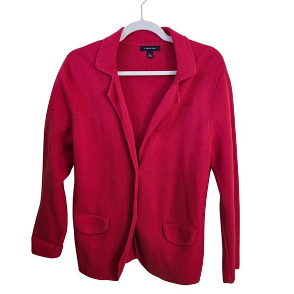 Lands' End Fine Gauge Button Front Sweater Blazer All Season Size L - Picture 1 of 6